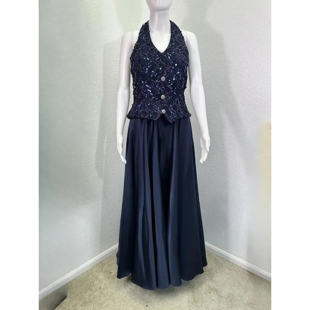 Cache | Dresses | Y2k Cache Sz 78 Midnight Blue Halter Satin Sequin Brocade Bodice Prom Dress | Poshmark Cache | Dresses | Y2k Cache Sz 78 Midnight Blue Halter Satin Sequin Brocade Bodice Prom Dress | Poshmark